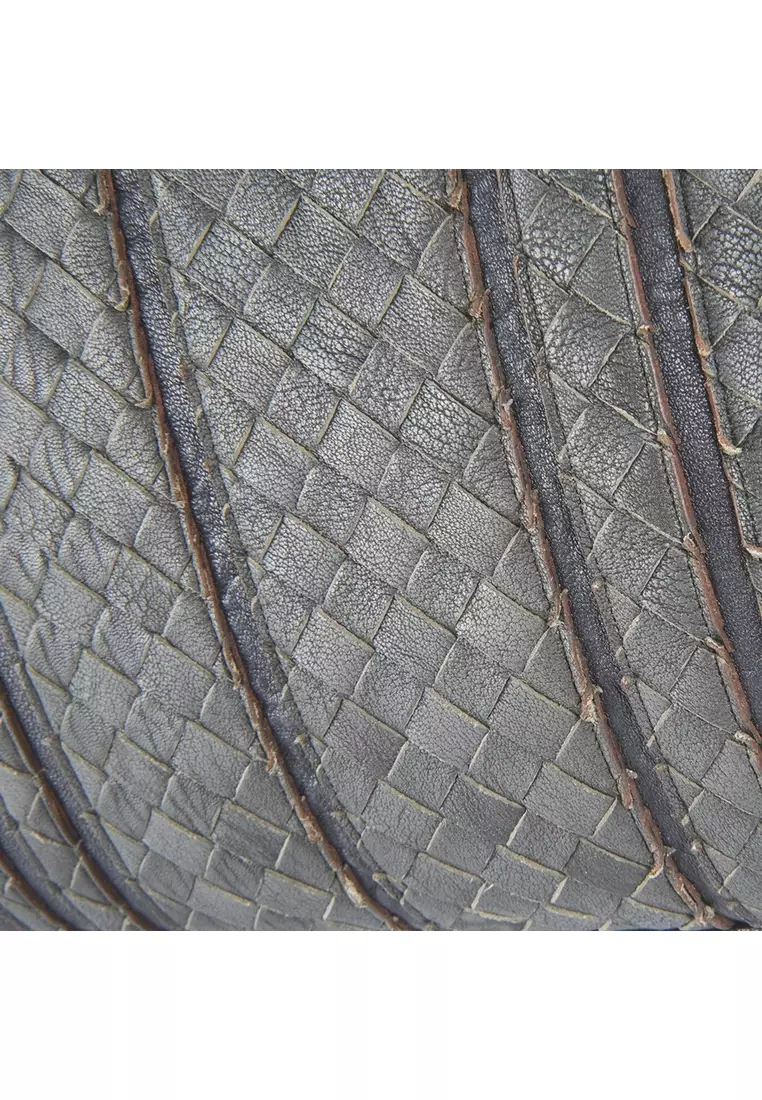 二手 Bottega Veneta 編織條紋男女通用灰色公文包 - O1-408654-VAXP2-4085