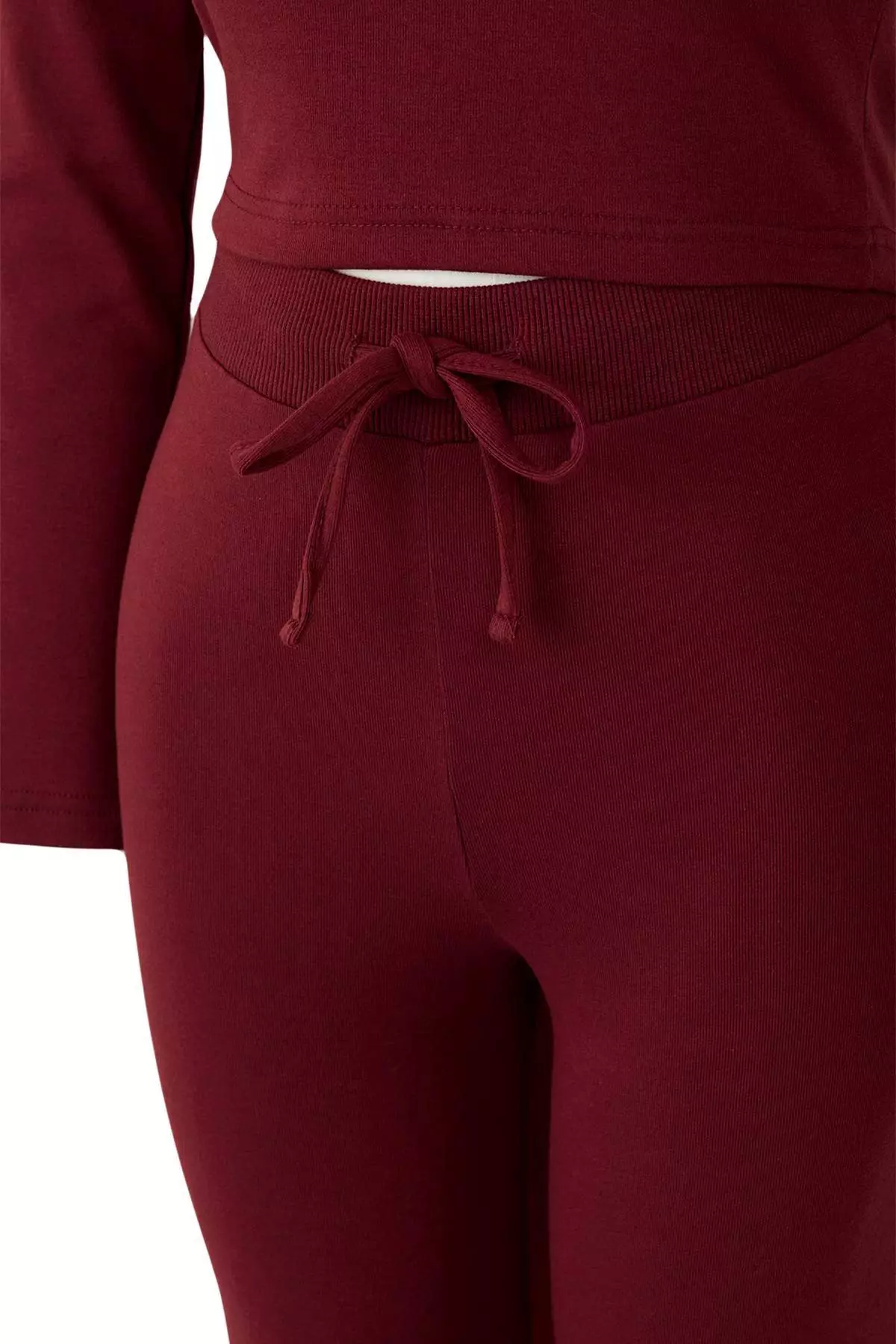 Burgundy Slim/Fitted Stretch Knitted Bottom Top Suit
