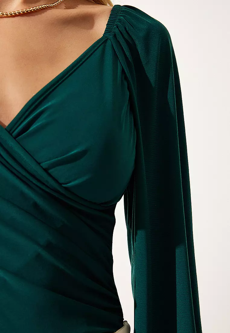 Long Sleeves Surplice Blouse