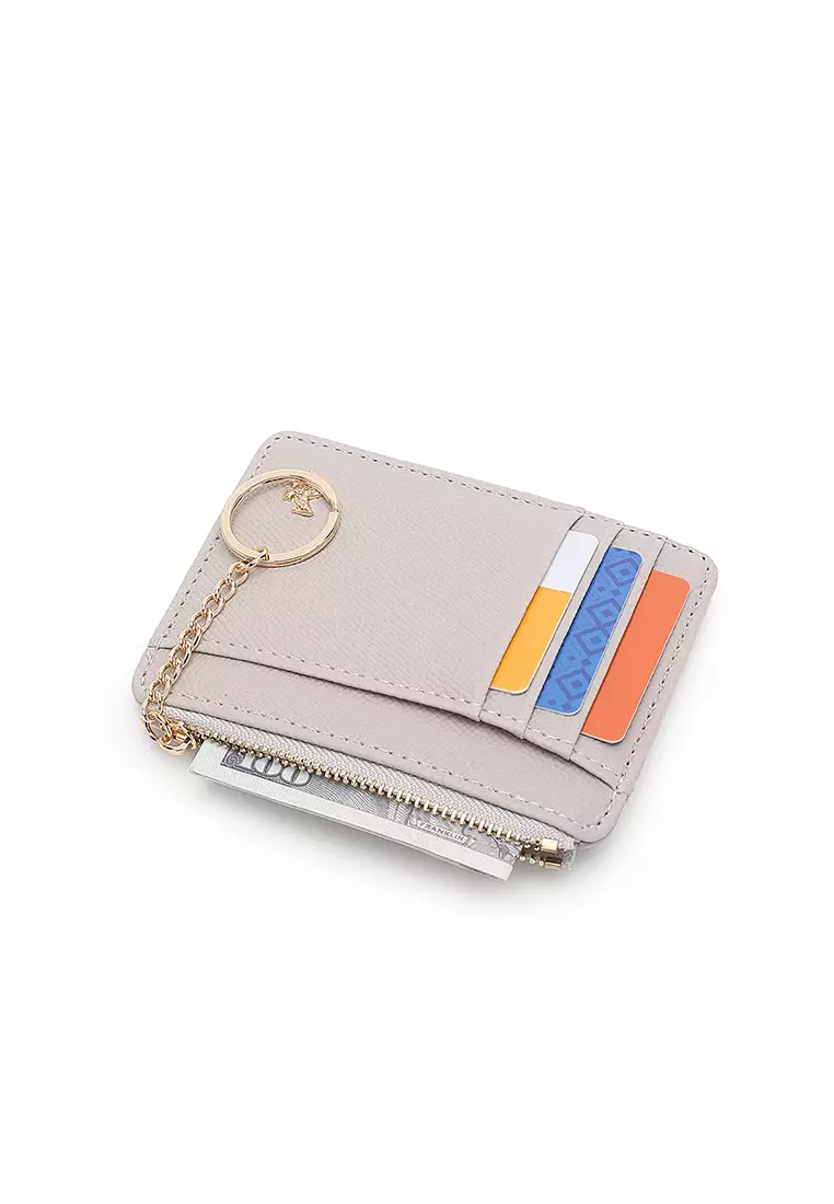Women's Card Holder With Coin Compartment - Grey