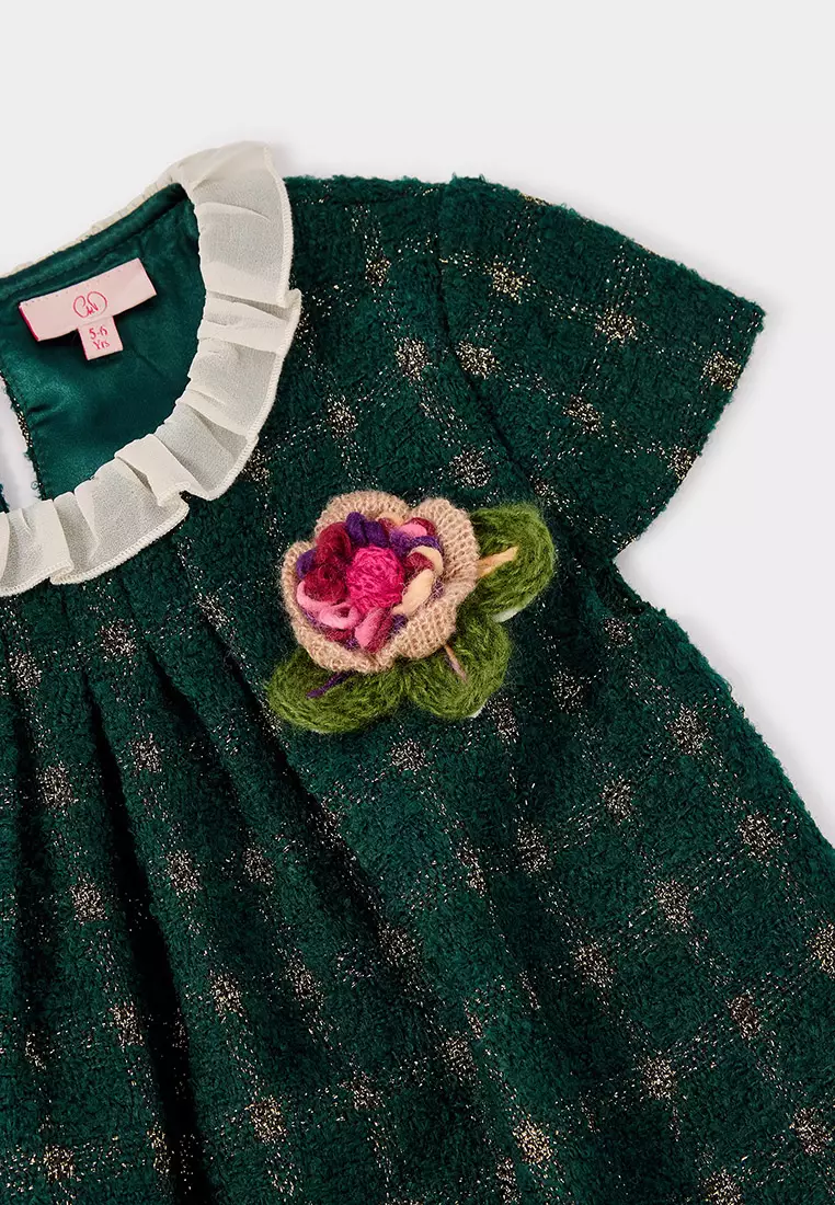 Jade Green Lurex Check Dress