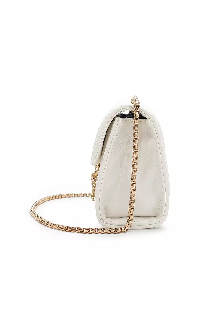 Chain Shoulder Bag / Sling Bag / Crossbody Bag (Tas Bahu Wanita / Tas Selempang Wanita) - Putih