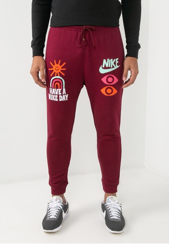 Nike red Men's Sportswear French Terry Pants F2FB3AA9E5244CGS_1