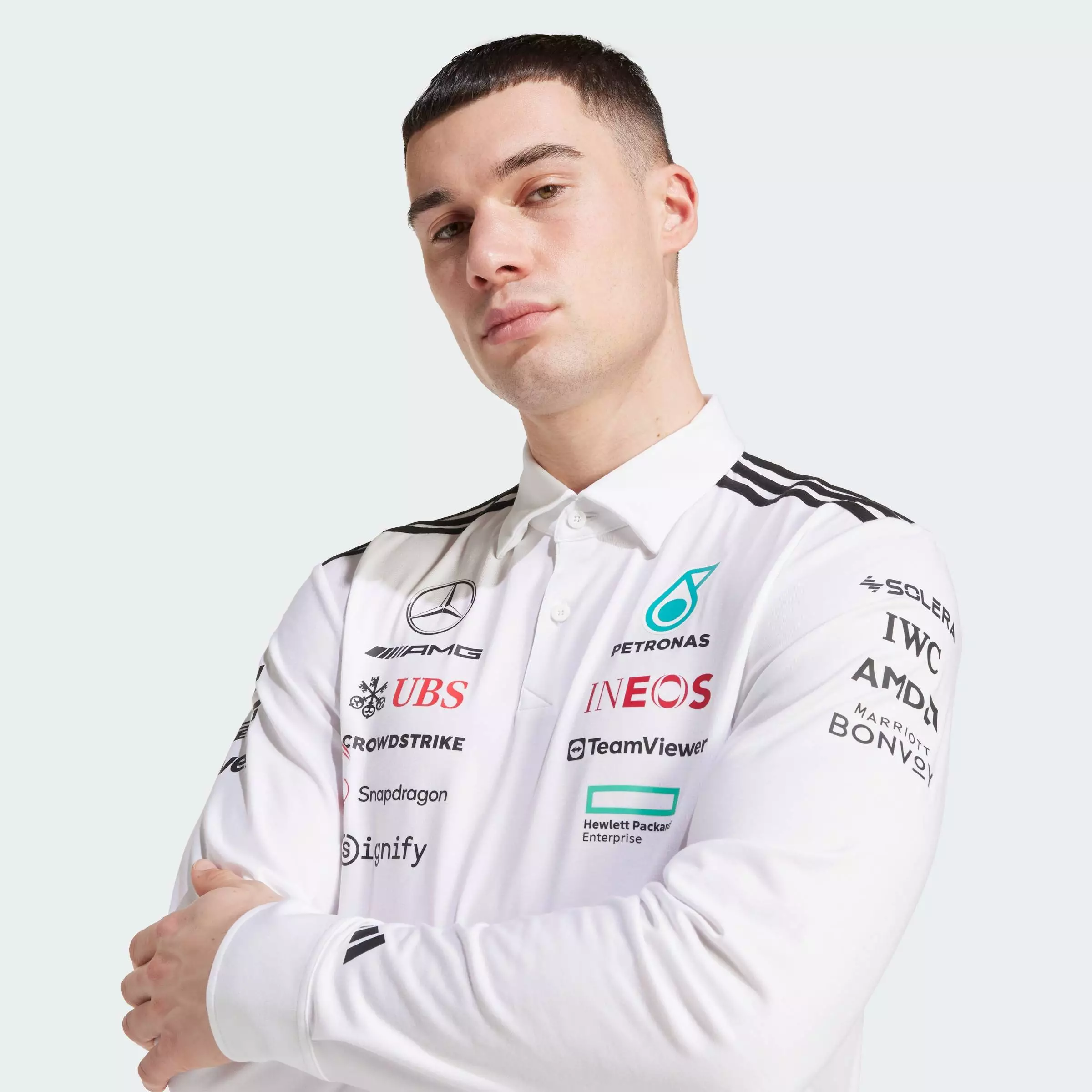 Motorsport MERCEDES - AMG PETRONAS FORMULA ONE TEAM POLO LONG SLEEVE Men White JX0757