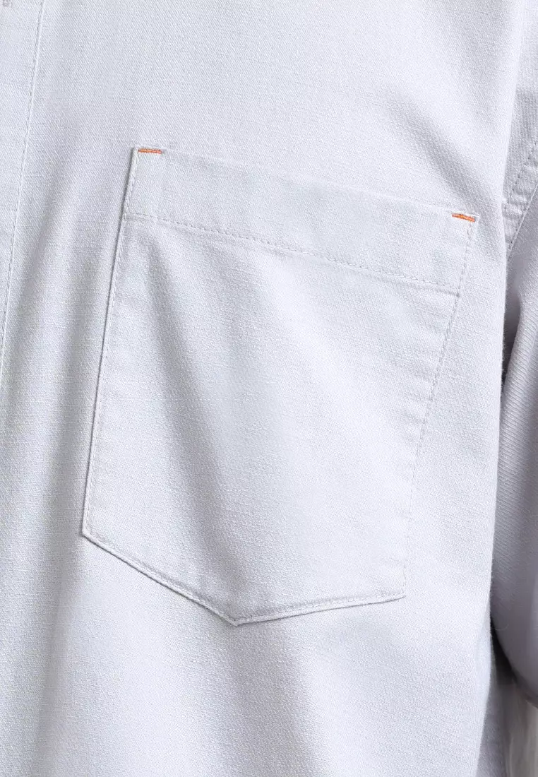 Emba Denim - Rumi One Kemeja Koko Pria Lengan Panjang Regular Light Grey