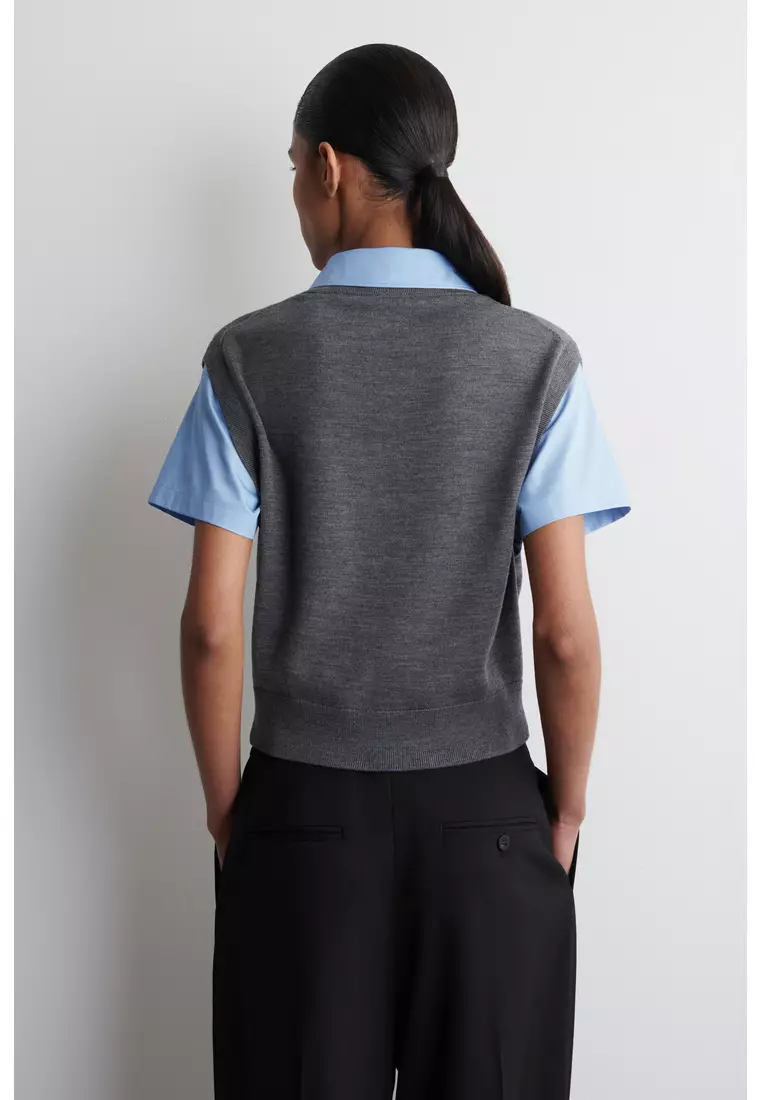 LAYERED MERINO WOOL SHIRT VEST
