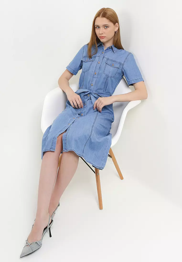 Miskav Denim Midi Dress