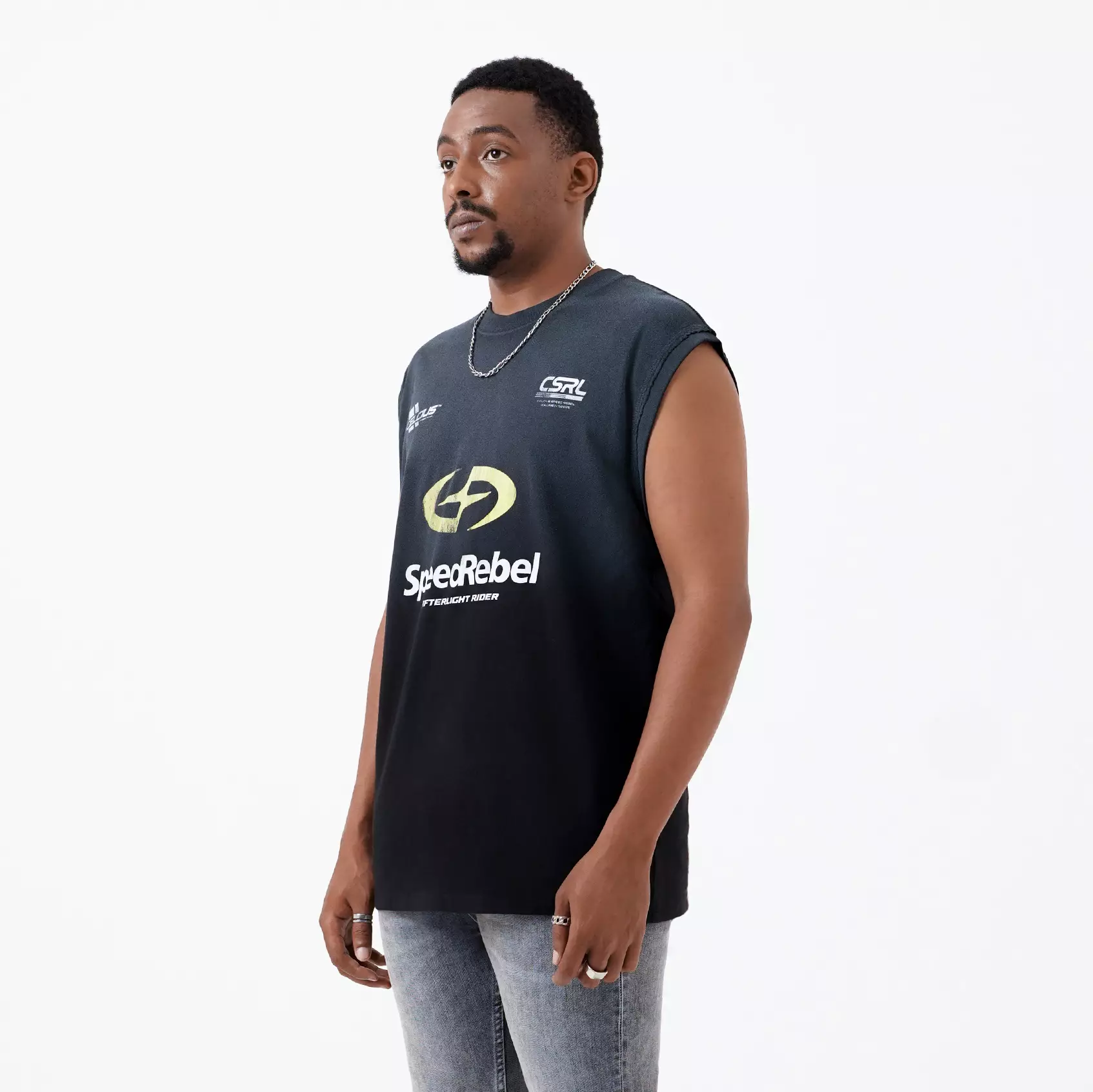 CELCIUS Speed Rebel Kaos Sleeveless Graphic Wash LIN001402C Hitam