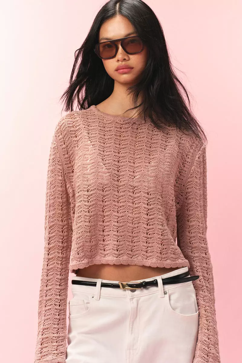 Pointelle-knit jumper