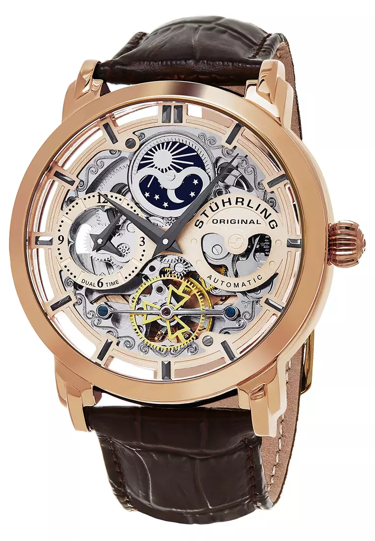 Jam Tangan Pria Automatic Stuhrling Original Anatol 371-03 Rose gold