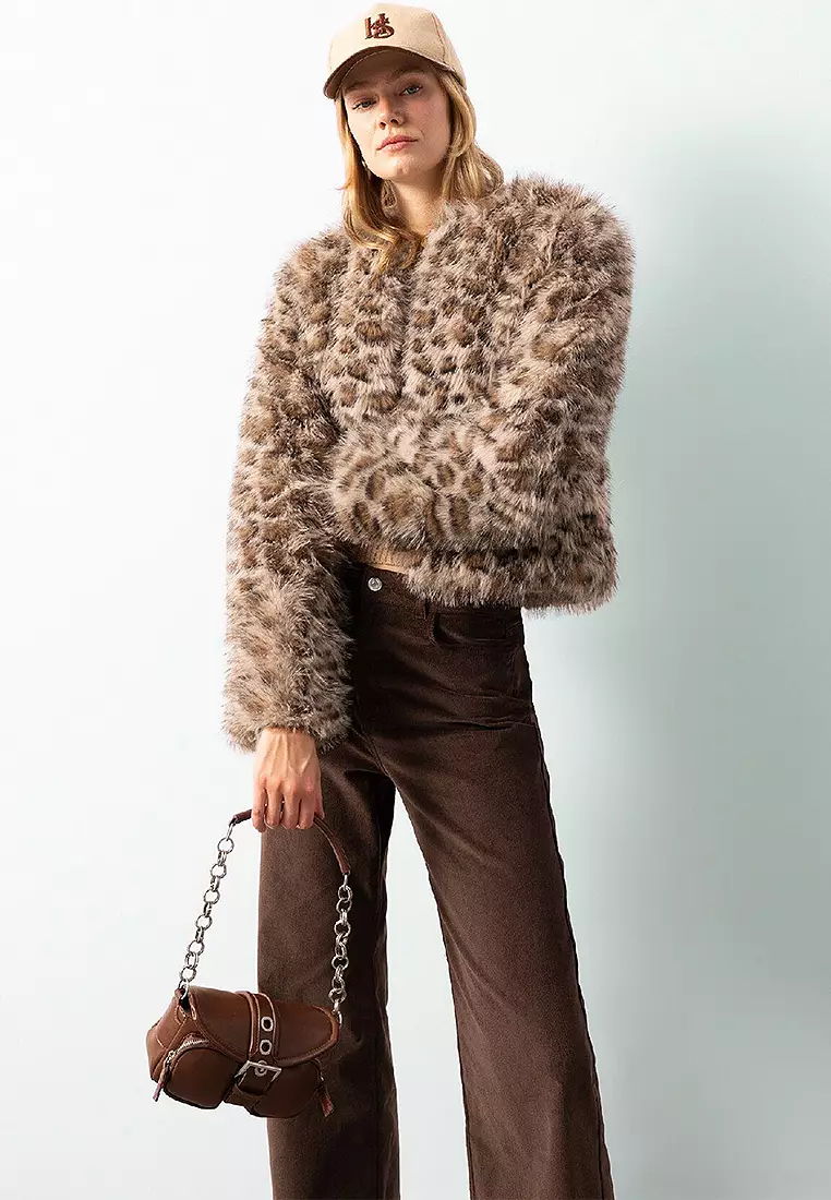 Leopard Print Faux Fur Coat