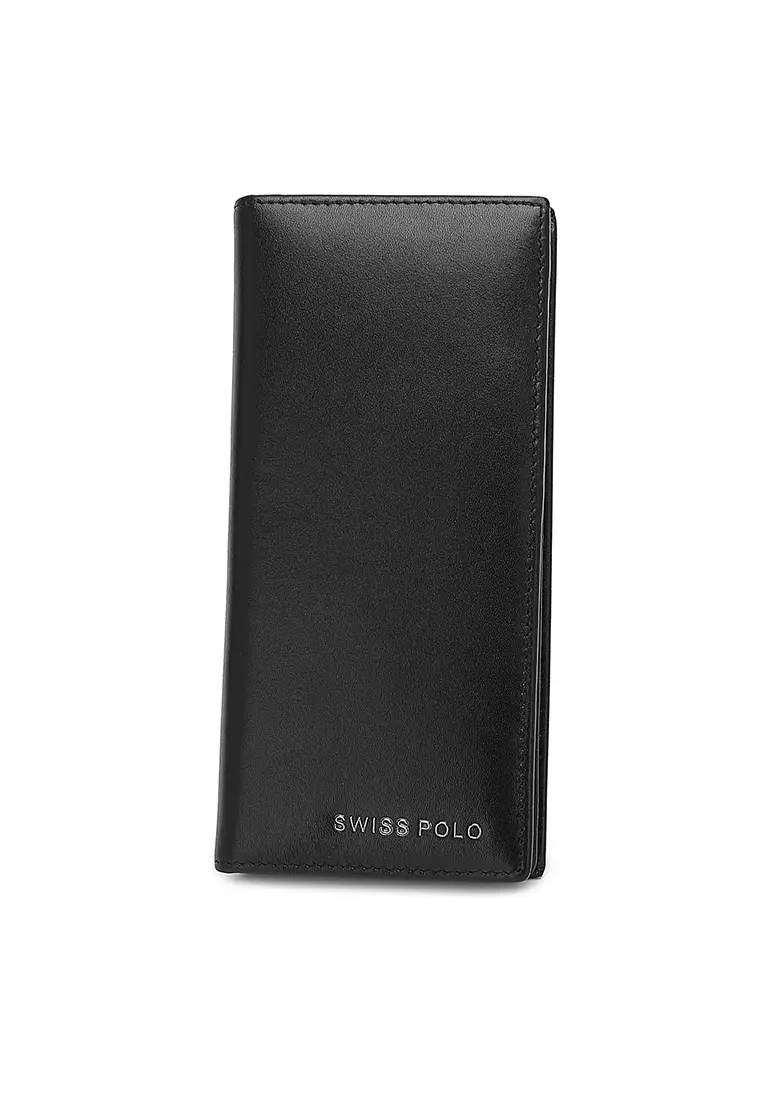 Men's Genuine Leather RFID Blocking Fortune Long Wallet - Black
