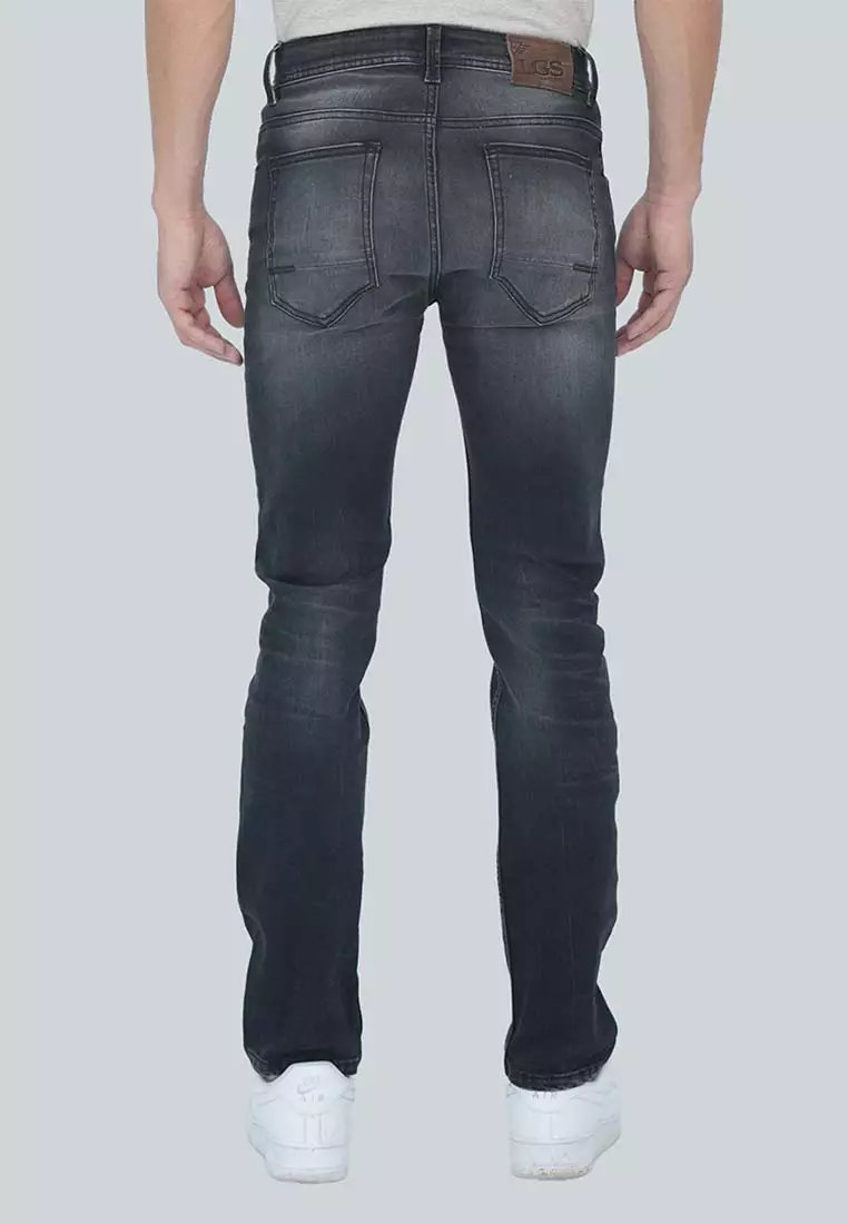 LGS - Celana Panjang Jeans Pria - Washed Black - Hitam - Slim Fit - JPF.579.PS109.A688.C