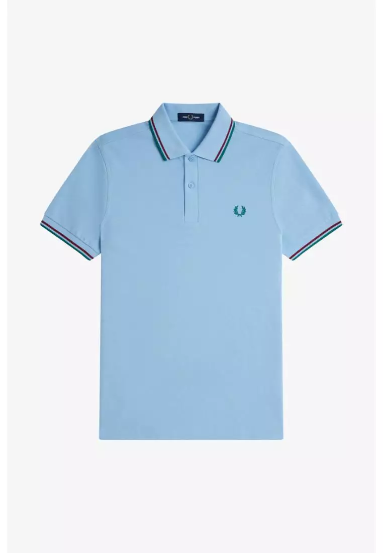 Fred Perry M3600 Twin Tipped Fred Perry Shirt (Track Blue / Burnt Red / Sport Green)