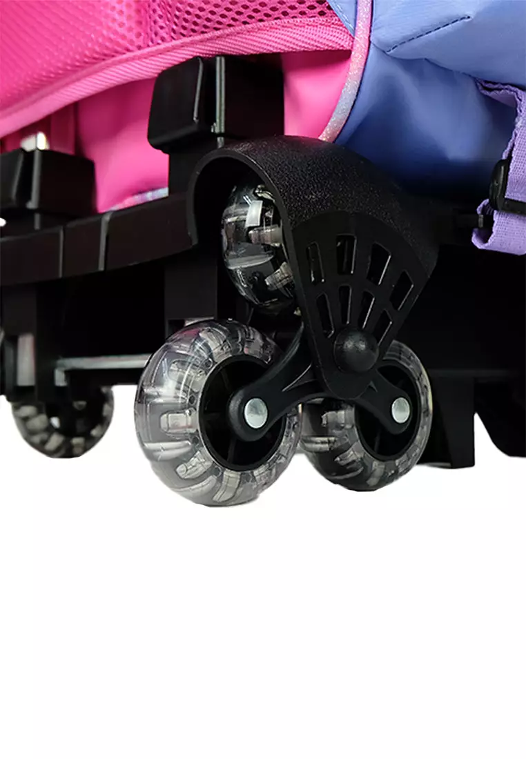 16" Ergonomic Flip-Able Magnetic School Bag with 6 x LED Wheel Trolley PS2037+TT