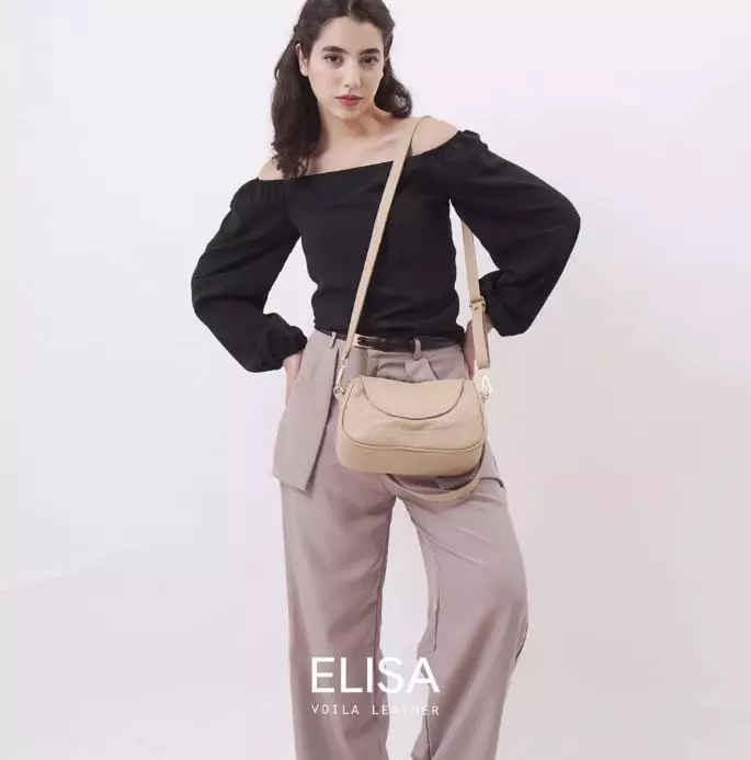 Medium Tote Selempang Kulit Asli Voila Elisa Nude