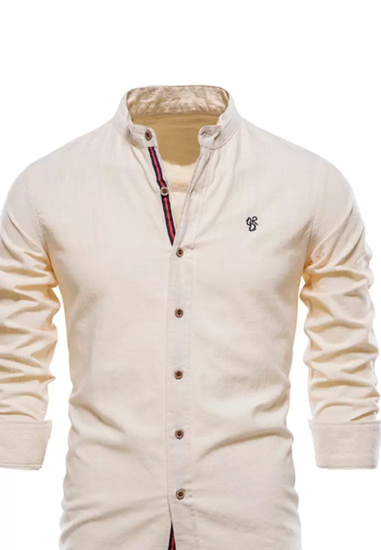 Slim Cotton-Flax Long Sleeve Shirt AX71