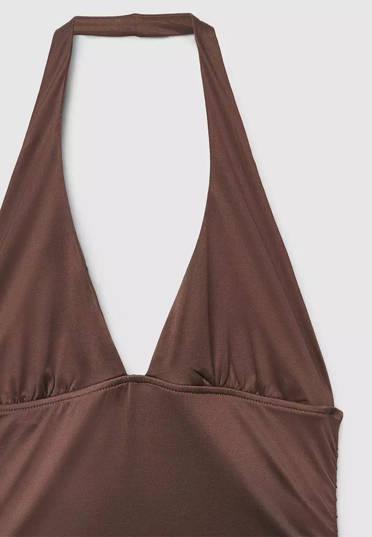 Women's Halter Deep V-Neck Crop Top