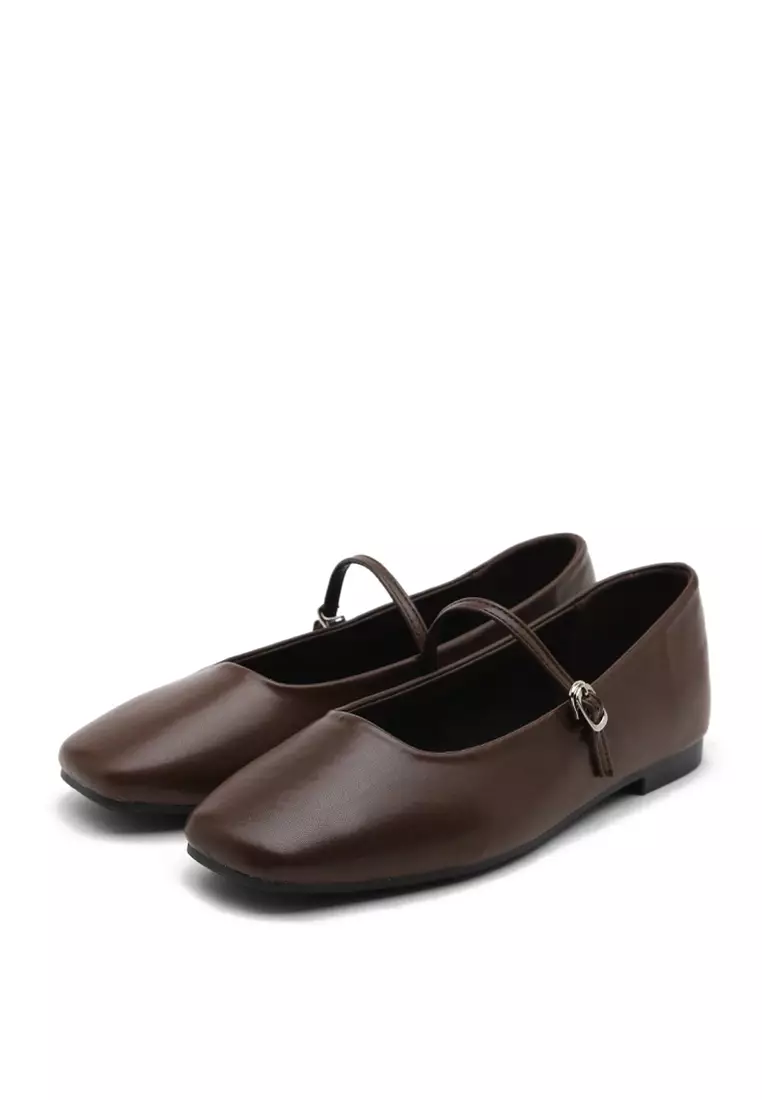 Nhibre Maryjane Flats (1cm) - Dark Brown