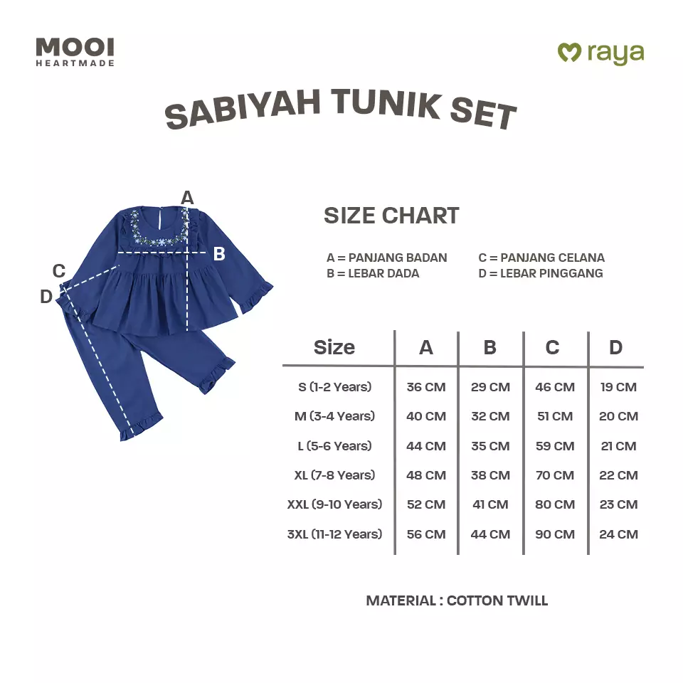 Mooi Setelan Anak Perempuan Raya Collection Sabiyah Tunic Set - White