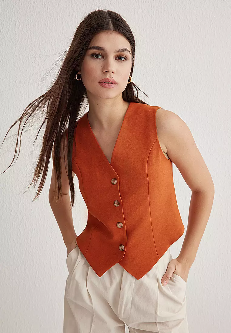 Tile Regular Pattern Crop Woven Vest