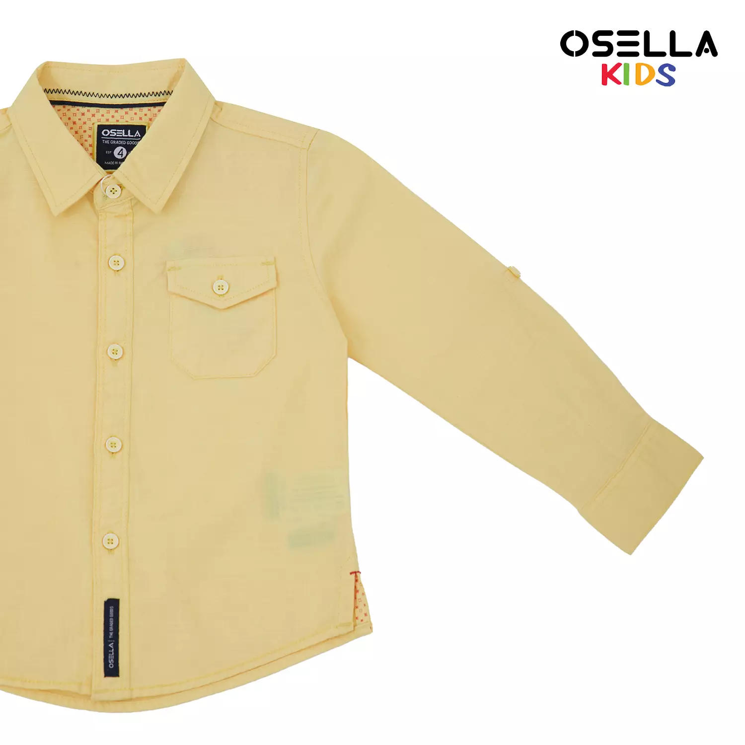Osella Zahir Linen Slub Long Sleeve Solid Shirt 2237500302 | Atasan Kemeja Lengan Panjang Anak Laki Laki