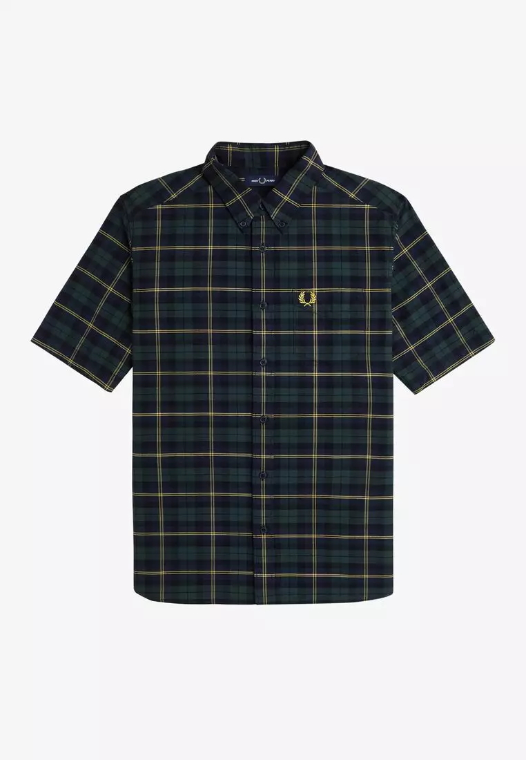 Buy Fred Perry Fred Perry M9621 OXFORD TARTAN SHIRT (NAVY