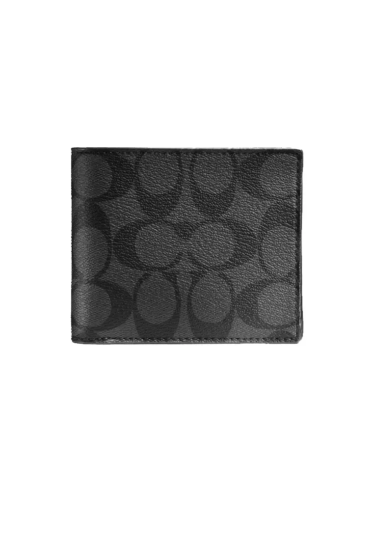 Coach Coach Mens Compact ID Wallet In Signature Coated