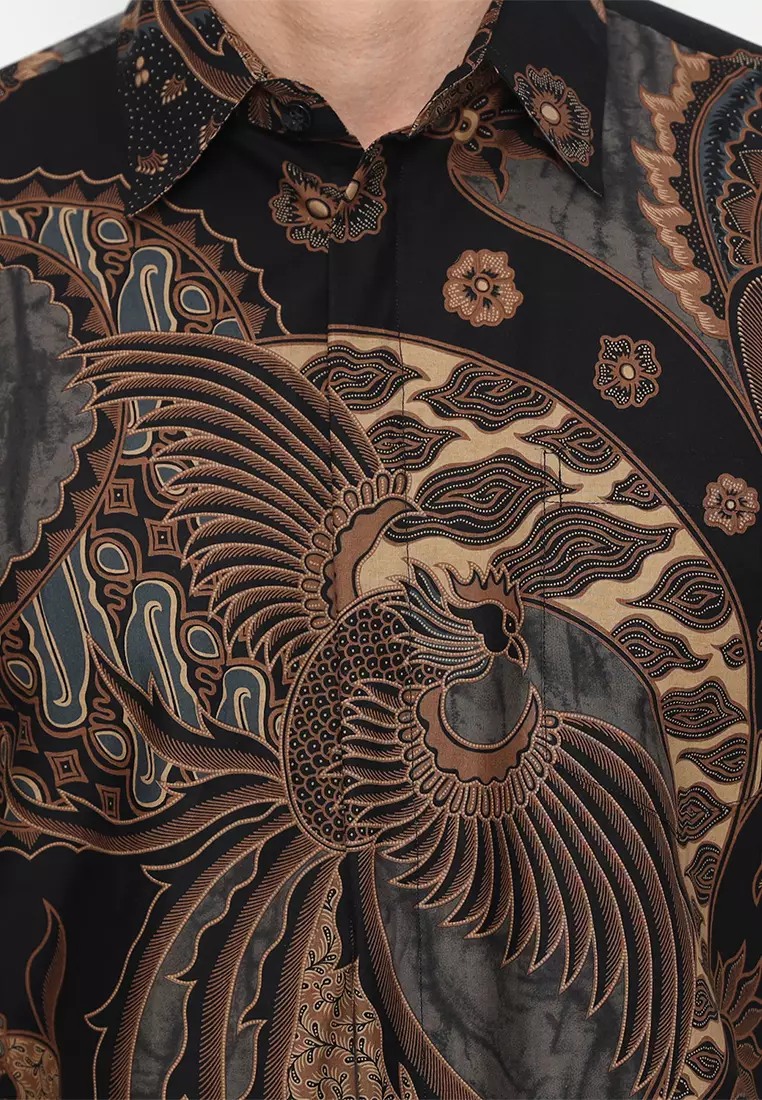 Kemeja Batik Pria Ranawijaya Short Sleeve - Black