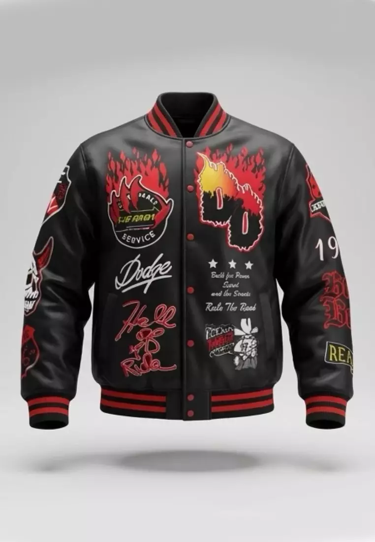 NYC Streetwear - Dodge Demon Varsity Jacket - Black/Red