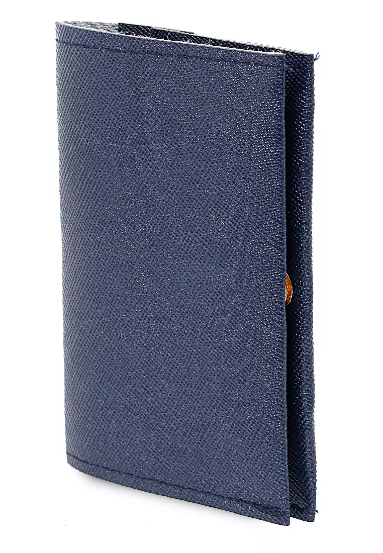 Dompet Mini Motif Polos Detail Snap Kancing Card Wallet Design Simple - Navy
