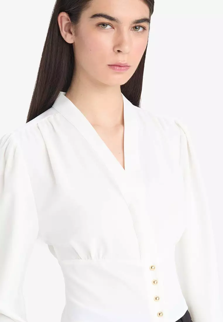 V Neck Crepe Blouse