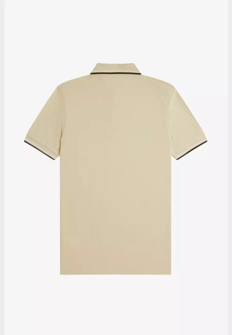Fred Perry M3600 Twin Tipped Fred Perry Shirt (Oatmeal / Snow White / Anchor Grey)