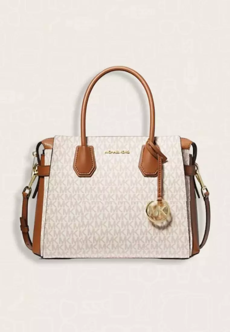 Michael kors mercer medium pebbled leather belted satchel outlet