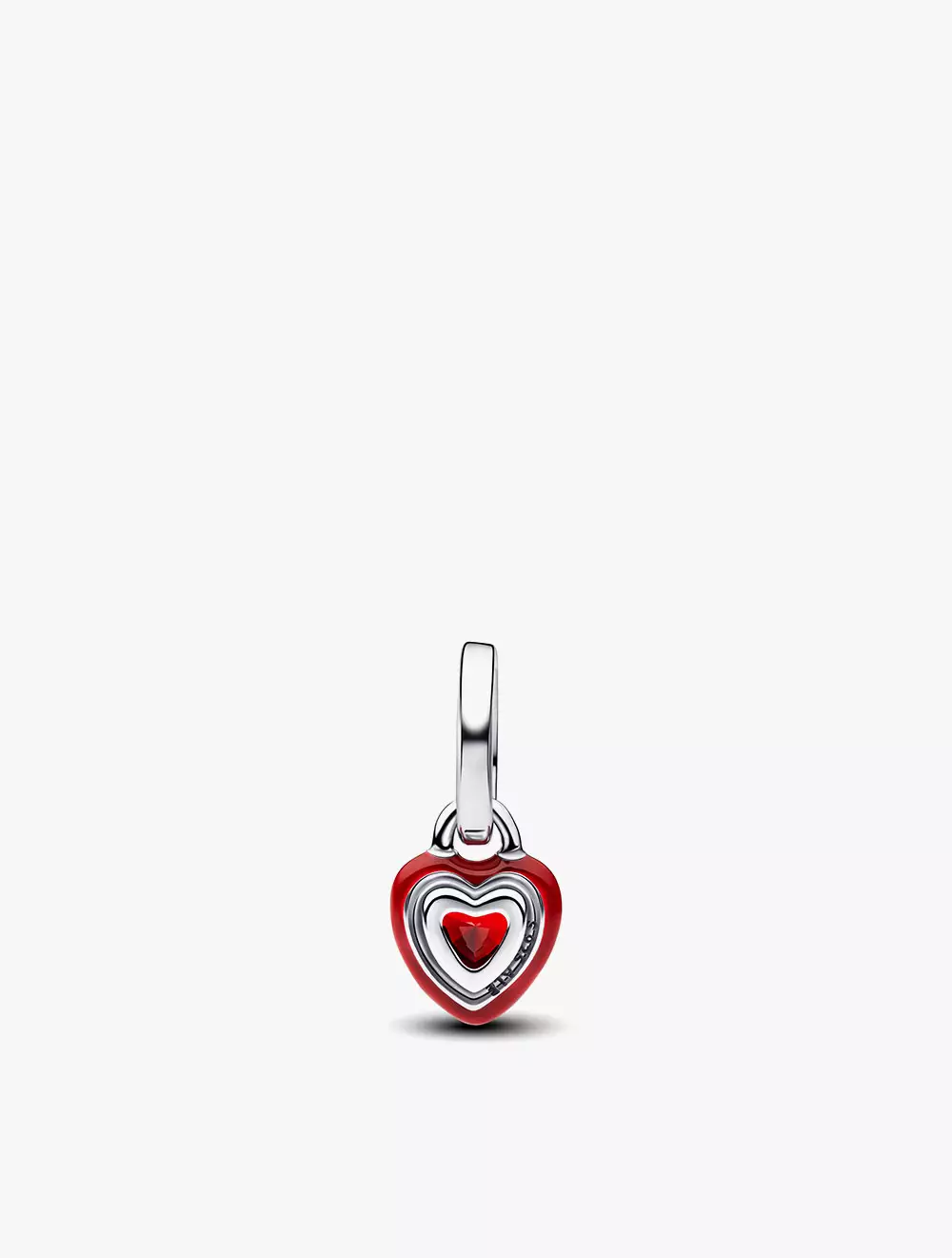 Heart Sterling Silver Mini Dangle With Salsa Red Crystal And Red Enamel