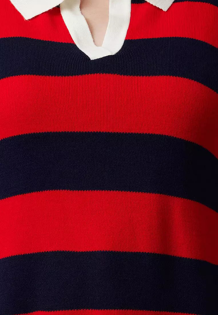 Multicolored Polo Neck Striped Knitwear Sweater Tbbaw23An00045