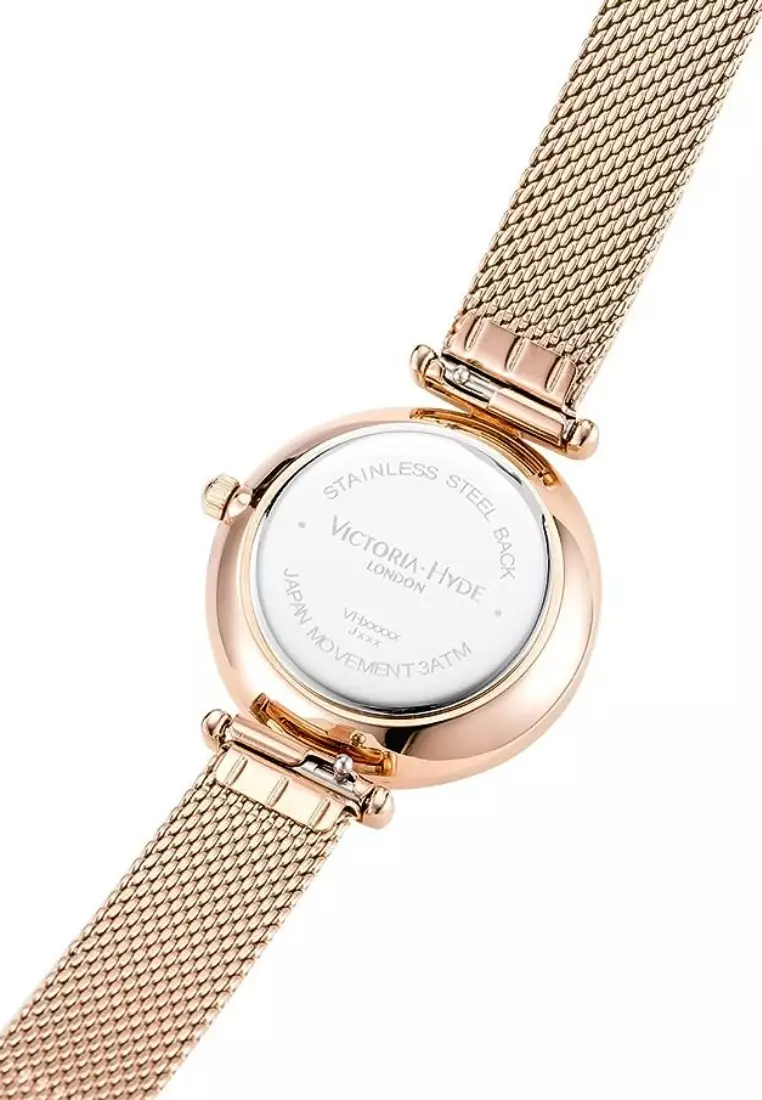 VICTORIA HYDE Orologio Unisex Al Quarzo – Quadrante Rotondo 40mm, Cinturino In Vera Pelle Di Vitello, Colore Oro Rosa