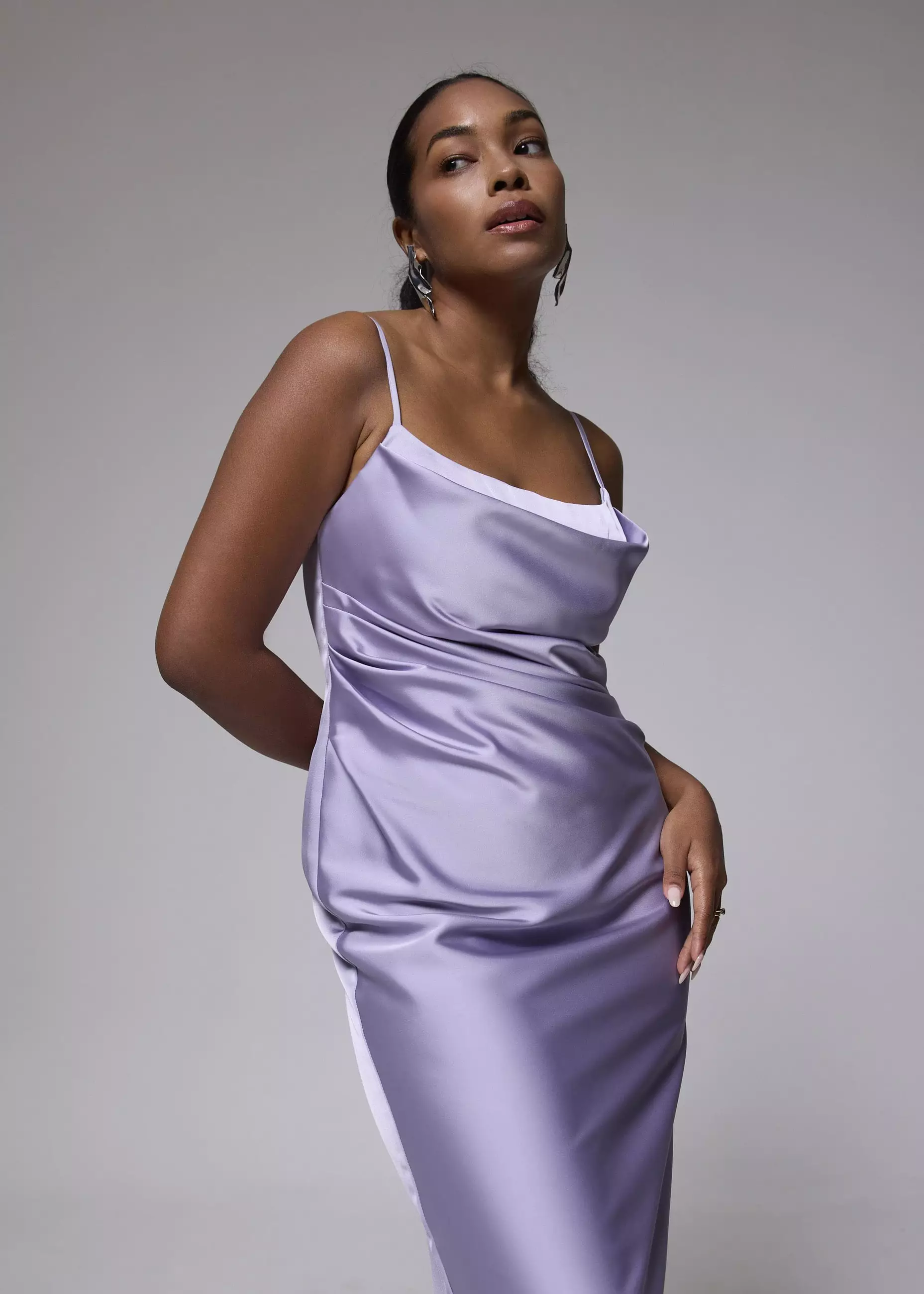 Dress Wanita - BraFree by LB Esme Satin Column Drape Midi Dress