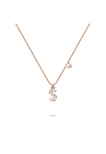 925 Signature gold 925 SIGNATURE Solid 925 Sterling Silver Initial Crystal Personalised Alphabet Letter Necklace Rose Gold Filled - S DBB77ACE034F4AGS_1