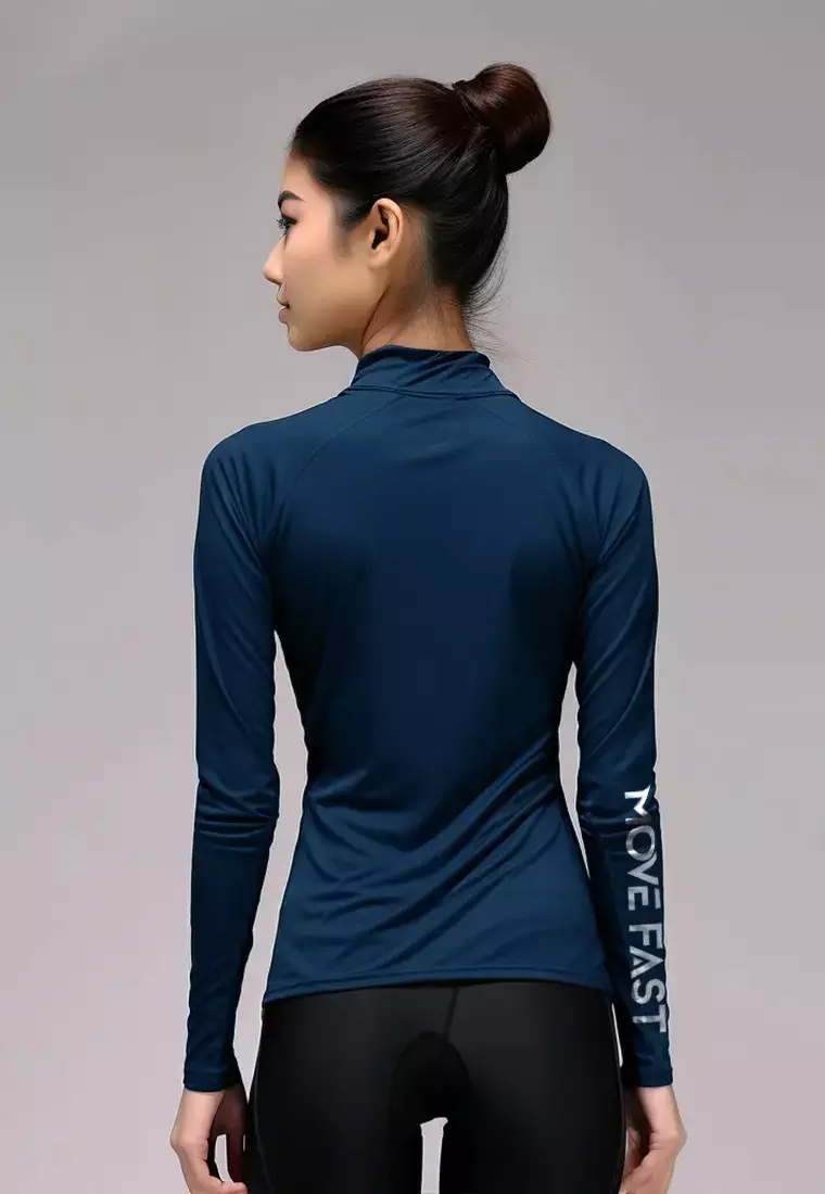 LSD04 inner olahraga lengan panjang stretch jersey "move fast arm" navy