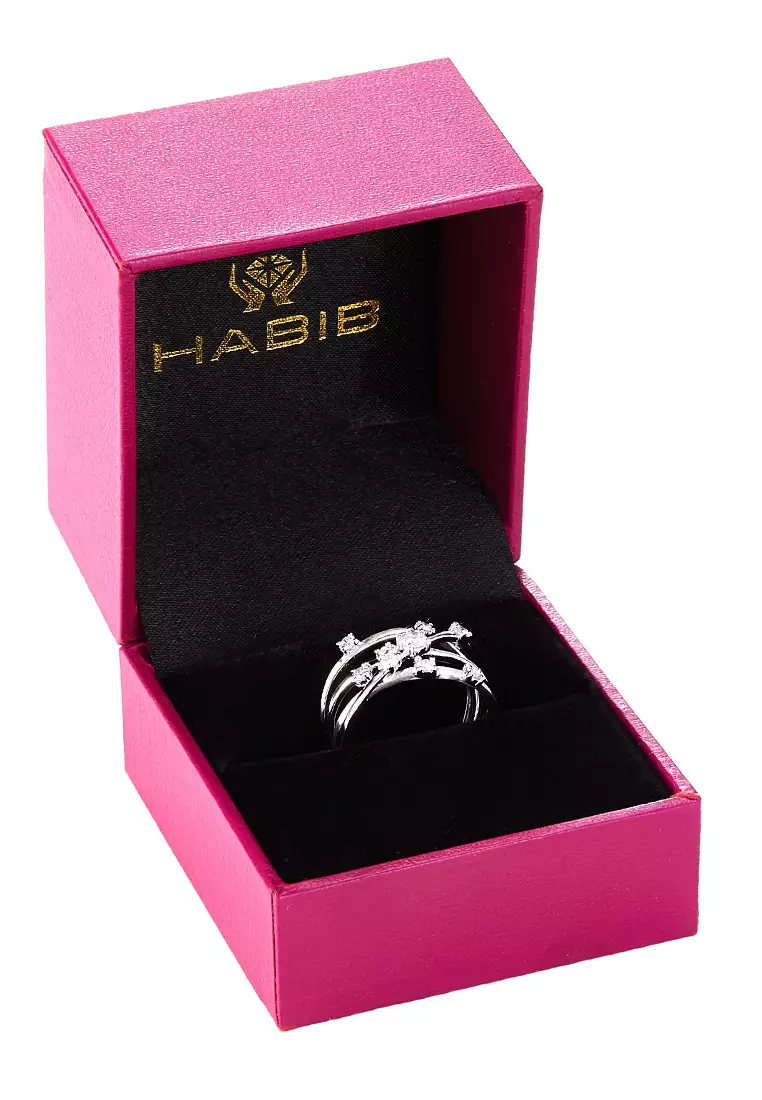 Buy HABIB HABIB Chic Collection Cross Band Diamond Ring in White Gold ...
