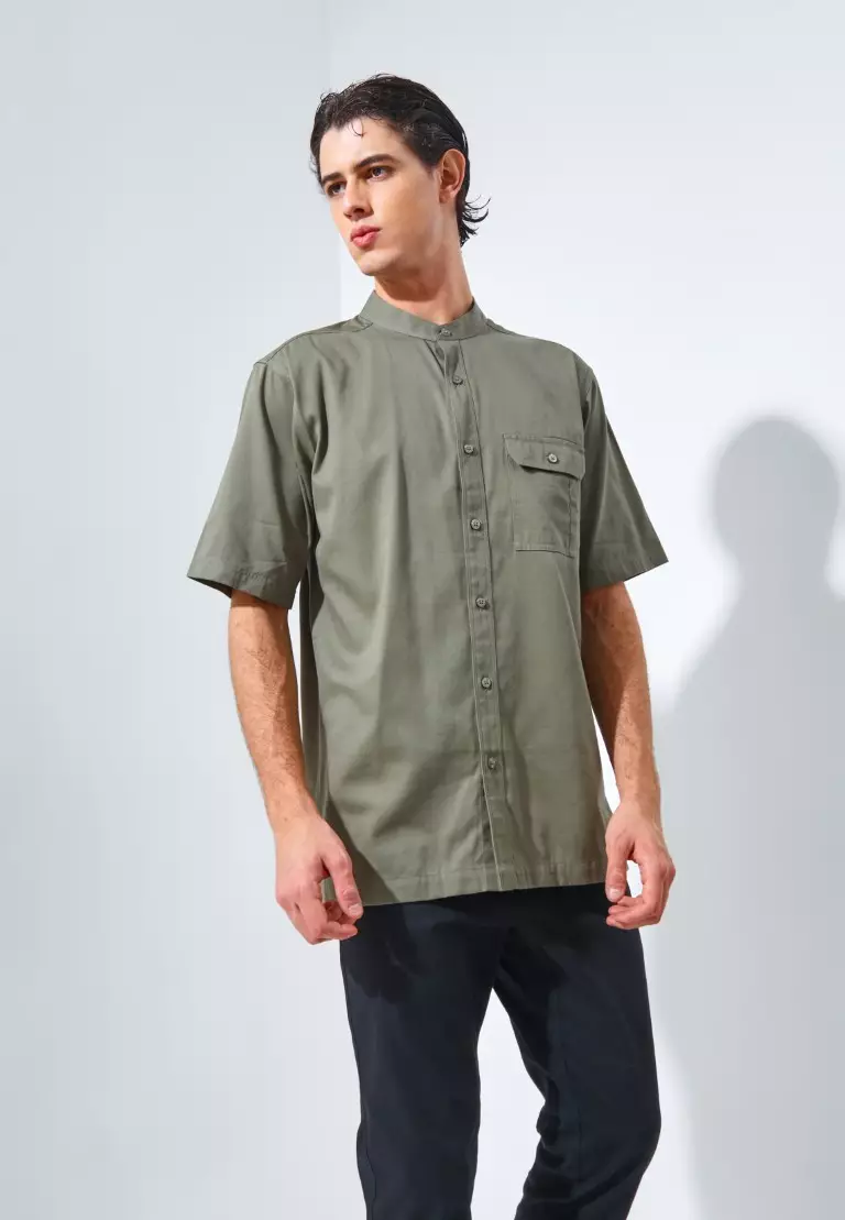 Jack Nicklaus Morata Kemeja Shanghai Pria Pendek Regular Olive