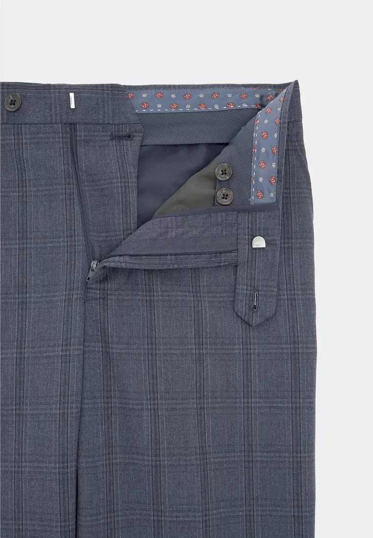 Midnight Blue Check Slim Trousers