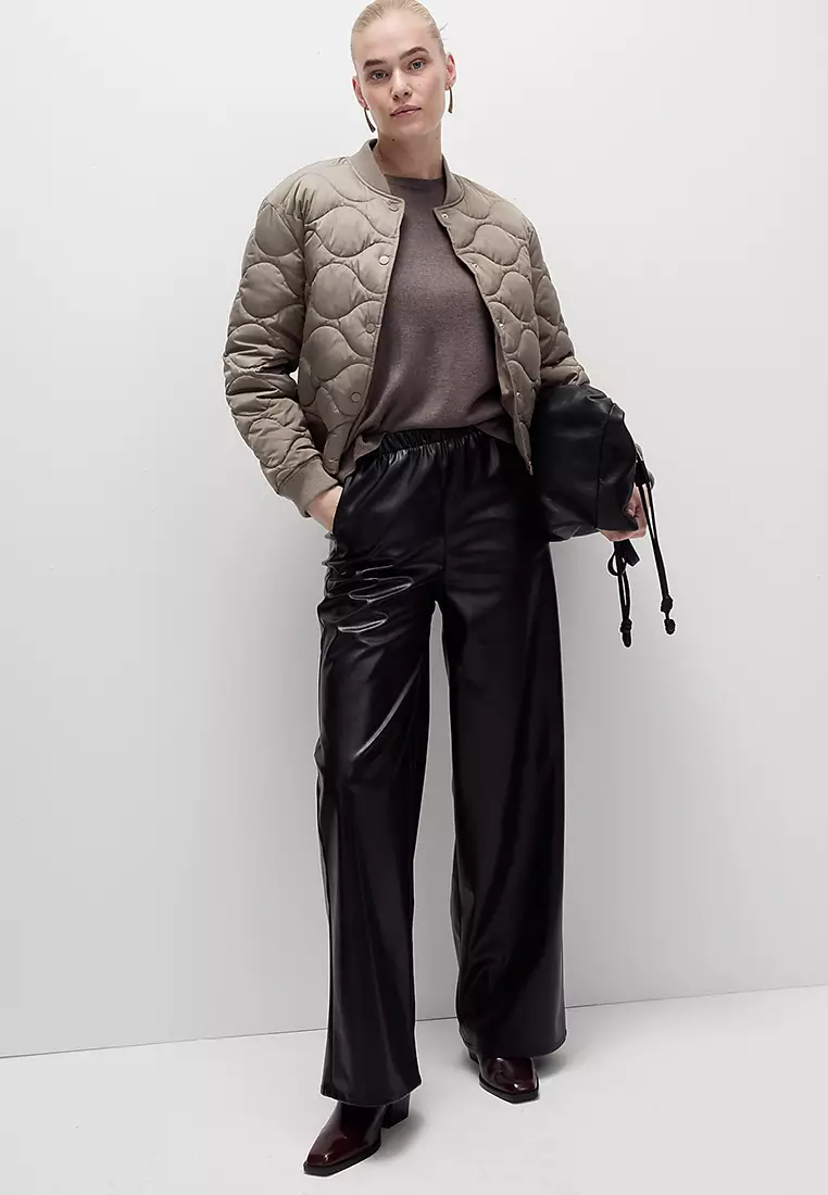 Satin Quilted Relaxed Bomber Jacket