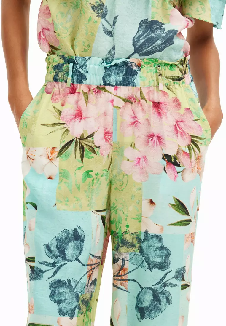 Desigual Woman Long flower patchwork trousers.