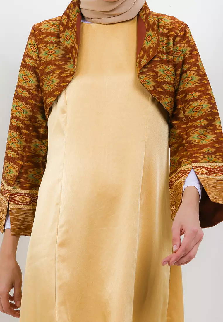 Siona Maxi Dress With Jacket In Brown