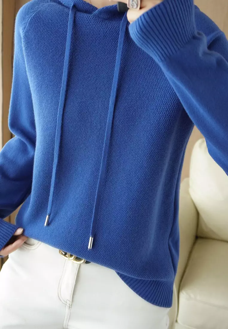 VANSASolid Color Hooded Knitted Sweater VCW-Kw-05232
