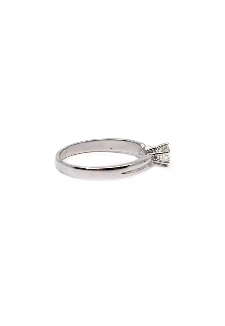 14K Locally Made White Gold Lady Ring with Diamonds