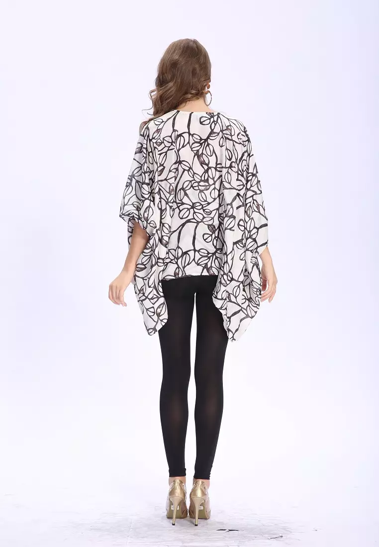 Casual-Chic European American Printed Peasant Blouse