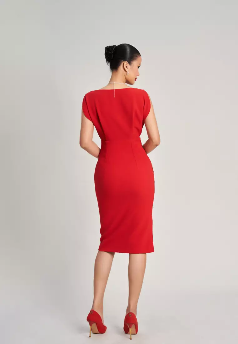 RED MIDI DRESS